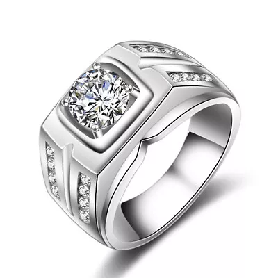 925 Sterling Silver Rings 1.25 Carat Cubic Zirconia Men's Rings Jewelry MJZ004 • $9.91