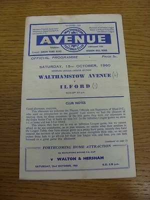 15/10/1960 Walthamstow Avenue V Ilford  (Creased Folded Worn Score Noted On C • £3.99