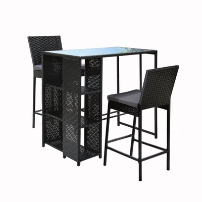 $297.76 • Buy Gardeon 3 PCS Outdoor Bar Table Stools Set Patio Furniture Dining Chairs Wicker