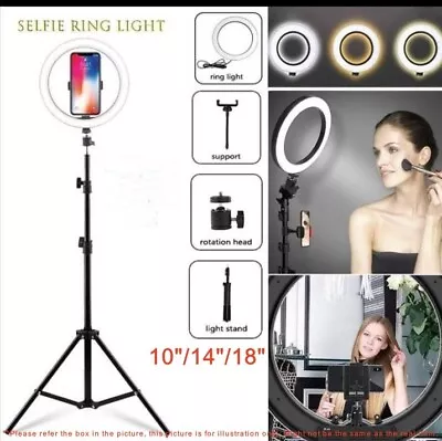 10 /14 /18  Dimmable LED Selfie Ring Light Tripod Stand Kit BUY 1 FREE 1 • $15.99