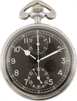 Vintage Breitling Wakmann Military Chronograph Pocket Watch Valjoux 5 Chrome • $850