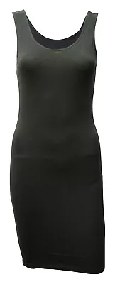 Womens B.C Long Vest Dress BodyCon Lycra STRETCH Black Size 6 To 24 Ladies • £4.77