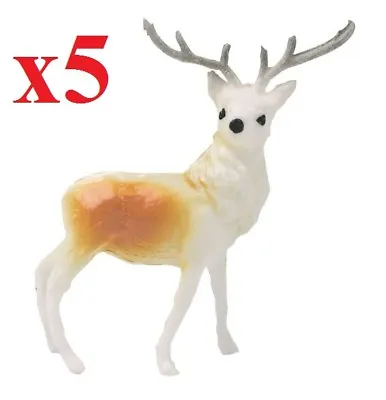 £3.29 • Buy 5 X Mini Reindeer Christmas Cake Decorations Yule Log Cupcake Toppers