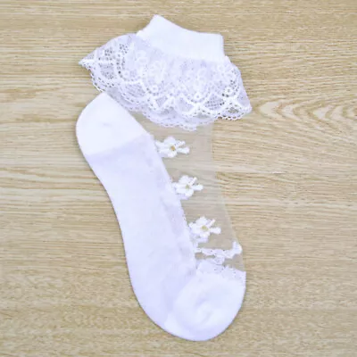 Girls Kids Frilly Ruffle Mesh Ballet Flower Socks Princess Lace Short Socks • $4.95