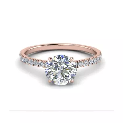 Women Engagement Ring 0.85 Ct IGI GIA Lab Grown Round Cut Diamond 14k Rose Gold • $996