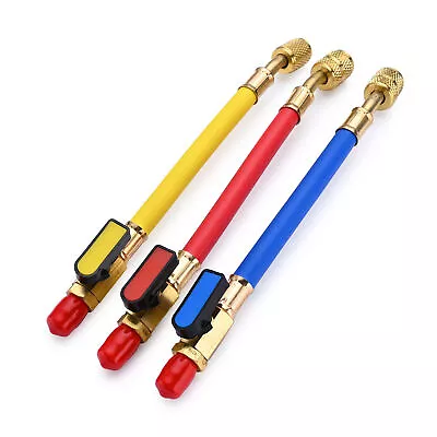 $19.99 • Buy 3X Ball Valve With 7  R410A Short Charging Hoses Refrigerant HVAC AC Tool Kit