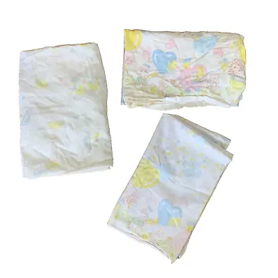Vintage Nursery Fabric White Pastel Colors Material Animal Set Baby 3 Piece USA • $20