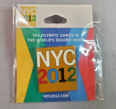 NYC 2012 Olympic Games Bid Pin Square Gold Tone Multicolor Spell Out • $9.95