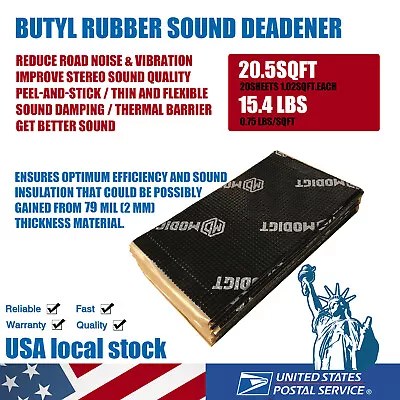 20.5SqFt Butyl Rubber Sound Deadening Trunk Lid Kill Noise Deadener Selfadhesive • $60.46