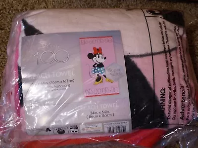 Disney 100 Minnie Mouse Super Soft Cotton Beach Towel 34  X 64  • $18