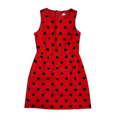 J Crew Dress WMNS 6 Red Polka Dot Shift Lady Bug Spring Garden Party Cotton • $24.95