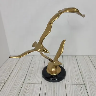 Vtg Jere Style 3 Birds In Flight Brass Sculpture Black Base Seagulls MCM Statue • $42.50