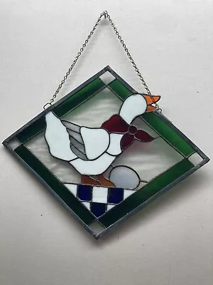 Vintage Stained Glass Swan Duck Goose Window Hanging Holly • $25