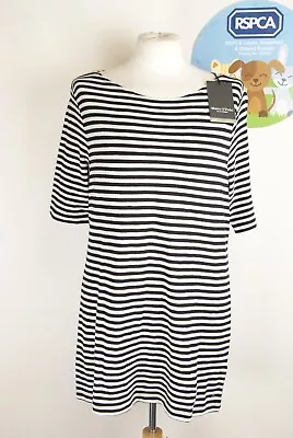 Marc O'Polo Organic Cotton Black And White Stripe Top Size XL • £18.99