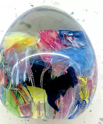 Gorgeous Enchanted Paperweight Art Glass Egg Shaped Signed: L L • $44.50