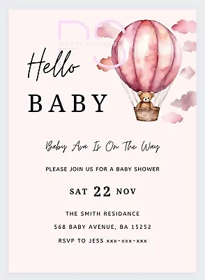 10 Pink Teddy Baby Shower Personalised Birthday Party Invitations Invite • £6.50