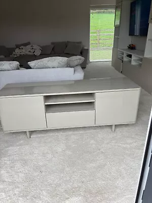 Ikea Beige Gloss Tv Storage Unit With Storage Cabinets- Slightly Used  • £75.80