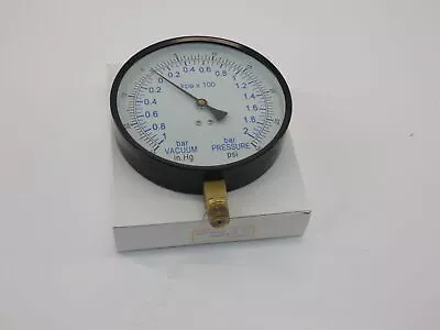 $8 • Buy Vacuum Pressure Gauge, -30Hg-0-30PSI, 4-1/2  Face, 1/4 NPT Bottom Connection ...