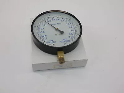 Vacuum Pressure Gauge -30Hg-0-30PSI 4-1/2  Face 1/4 NPT Bottom Connection ... • $8