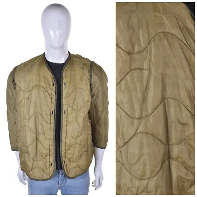 VINTAGE US Army M65 Jacket Liner M Padded Quilted Insulated Olive Green Coat • £39.99