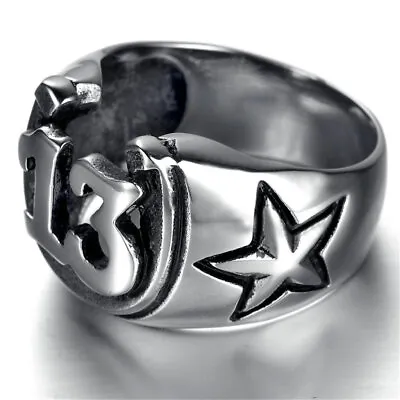 Vintage Horseshoe Number 13 Ring Stainless Steel Lucky Star Ring For Men Women • $12.98