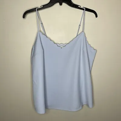 J CREW Top Womens 12 Pale Blue Scalloped Cami Tank NEW Strappy Lined BF810 • $24.99