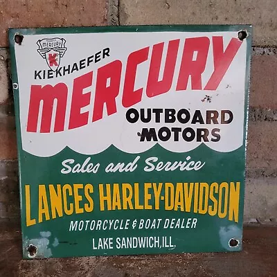 Original Old Vintage Mercury Boat Motors Porcelain Sporting Goods Sign 9  X 9  • $147.95