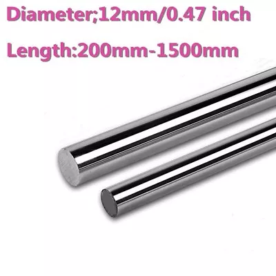 12mm Dia Hardened Steel Shaft Linear Bearing Rod Rail Optical Axis L200-1500mm • £5.27