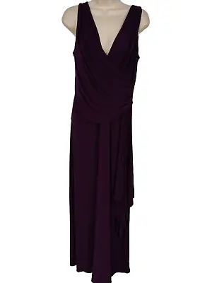 Womens Yve London Plum Long Sleeveless Evening Occasion Maxi Dress Size Large L • £7.49