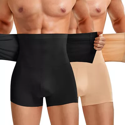 Mens High Waist Compression Boxer Shorts Tummy Slimming Body Shaper Girdle Pants • $12.79