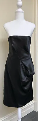 Carla Zampatti Black Satin Strapless Dress 10 • $60