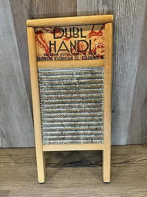 Vintage Columbus Washboard Company Dubl Handi 18  Wood & Metal Washboard • $15