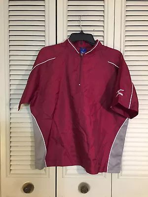 MIZUNO Youth 1/4 Zip Burgundy Lightweight Windbreaker Pullover Baseball Shirt L • $8.99