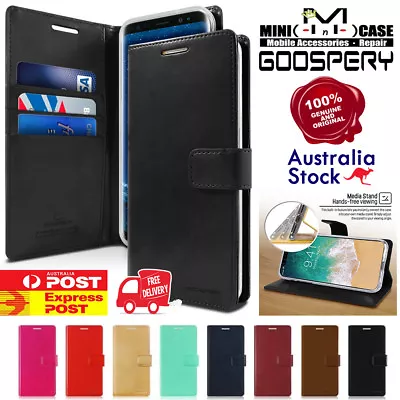 $10.89 • Buy Samsung S5 S6 S7 Edge S8 S9 S8+ S9+ Goospery Bluemoon Leather Flip Wallet Case