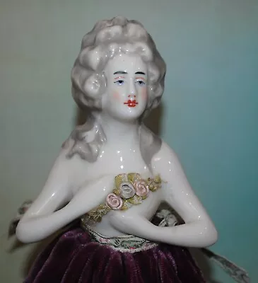 Antique Marie Antoinette German Porcelain Half China Doll With Wire Stand • $275