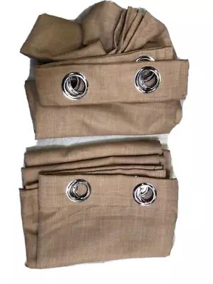 Tan Curtains With Metal Rings 84  X 2 Panels NEW • $13.99