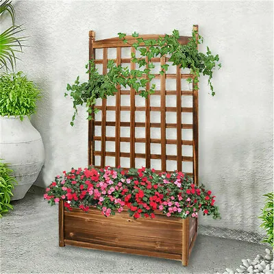 £35.92 • Buy Wood Raised Garden Bed Planter Box With Trellis Flower Climbing Indoor Outdoor