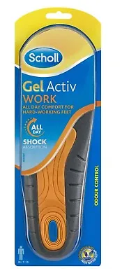 Scholl Insoles Gel Active Work For Men Anti Foot Fatigue Inner Soles UK 7 To 12 • £14.95