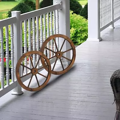 2 PCs 24 In Decorative Vintage Wood Garden Wagon Wheel Wall Home Decor US Stock • $35.99