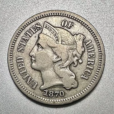 1870  3 Cent Nickel    Nice Detail   #5568 • $20