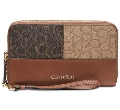 Calvin Klein Signature Logo Purse/Wallet Brown Multi RRP £98 Clearance  • £49.50