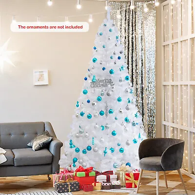 8-Ft Artificial PVC Christmas Tree With Stand Holiday Decor Indoor Outdoor White • $49.99