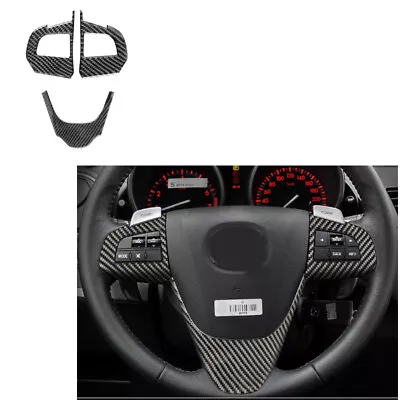 3X Carbon Fiber Steering Wheel Trim Cover  For Mazda 3 Axela 2010-2013 • $30.35