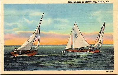 Postcard Mobile Alabama Sailboat Race On Mobile Bay • $6.99