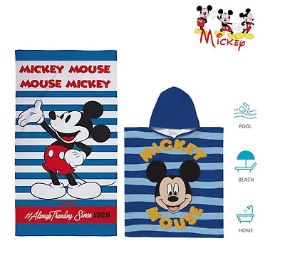 Mickey Mouse Kids Towel & Poncho Super Soft Feel Perfect For Bath Beach AndSwim • £14.99