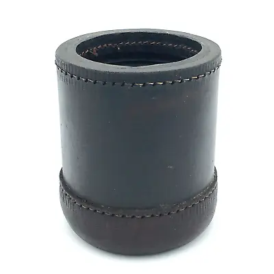 DICE SHAKER CUP - Vintage Thick Brown Stitched Leather Ribbed Backgammon Game • $50