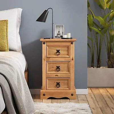 Corona Bedside Cabinet 3 Drawer Table Chest Solid Pine By Mercers Furniture® • £37.39