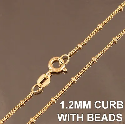 Yellow Gold Plated On Solid 925 Sterling Silver Chain Necklace Various Lengths • £10.98