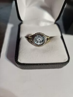 Avon Sterling Silver Blue Topaz Ring Size 9 • $35