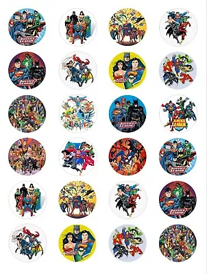 24 Justice League Superhero Edible Wafer Paper Cupcake Toppers Cake PRE-CUT • $17